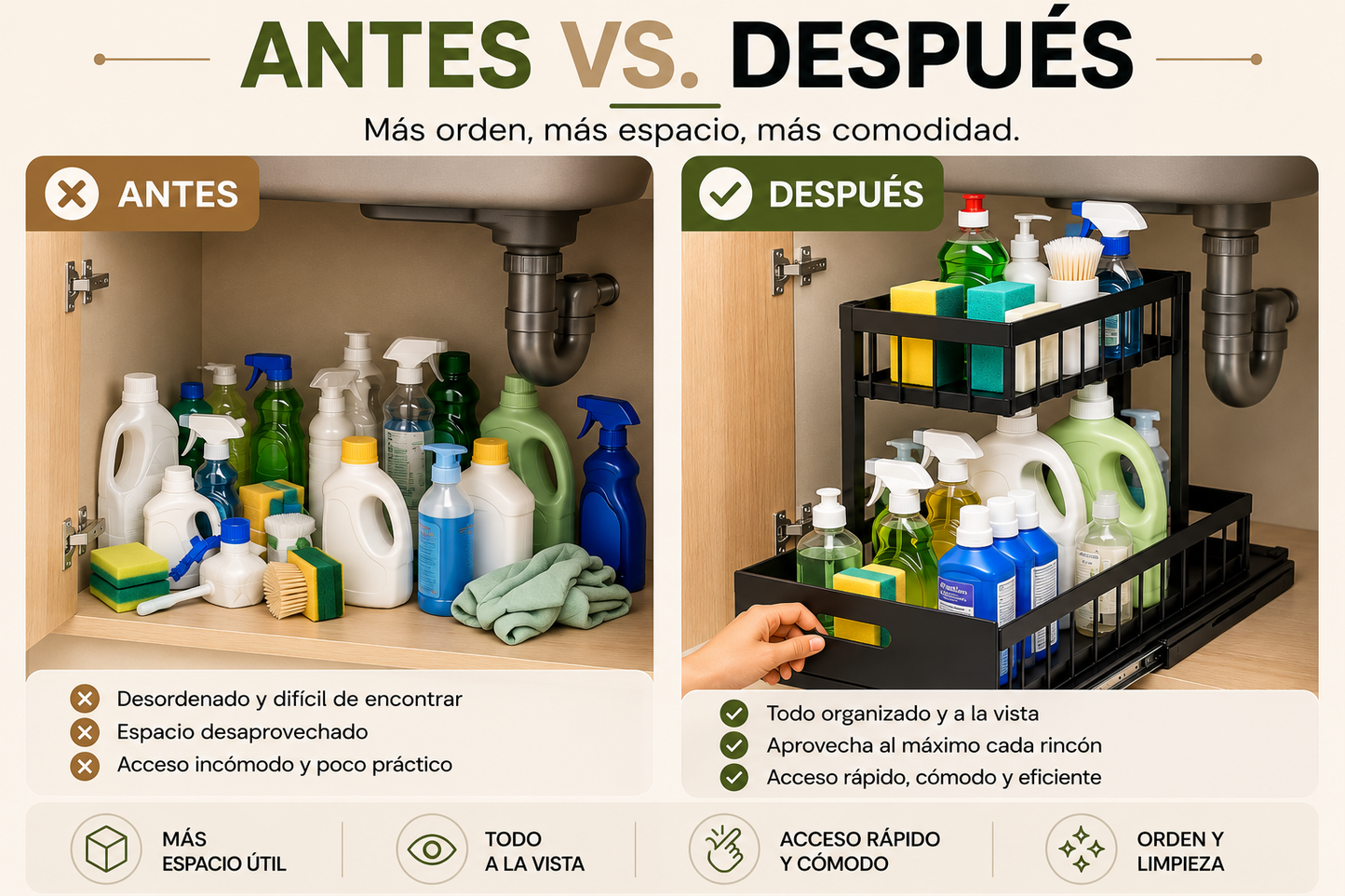 Organizador Extraíble Bajo Fregadero de 2 Niveles