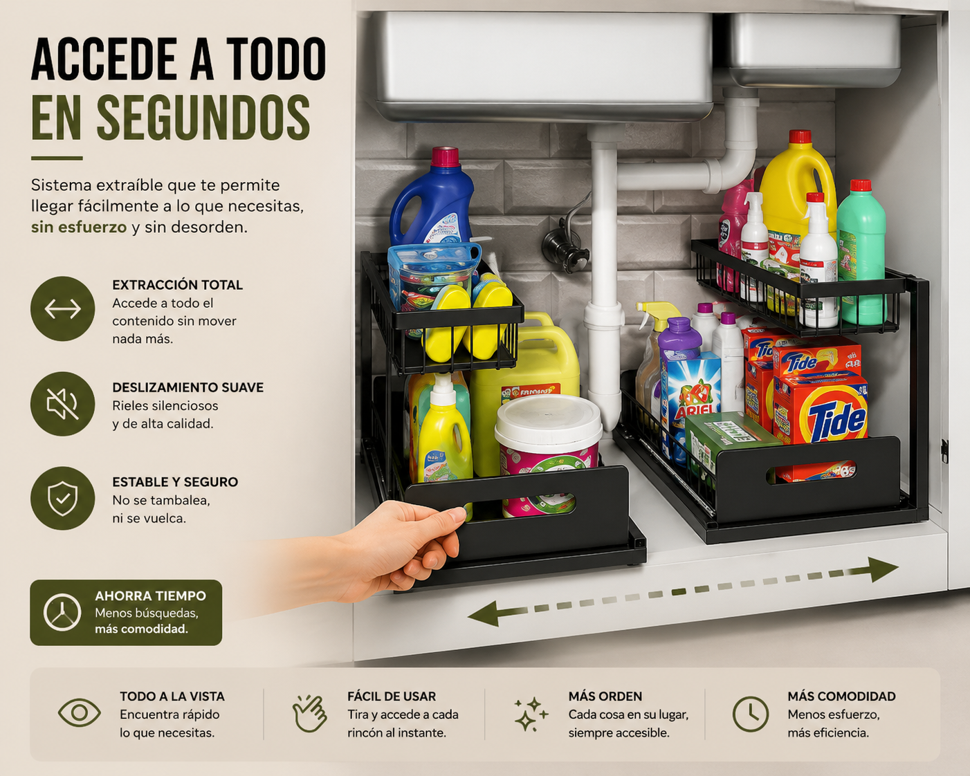Organizador Extraíble Bajo Fregadero de 2 Niveles